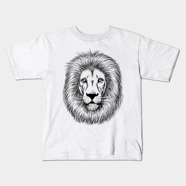 Lion Head Sketch Kids T-Shirt by zemluke